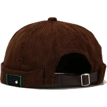 Čepice Unisex manšestrová čepice bez okraje z bavlny Nastavitelný dockerský klobouk Streetwear hip hop styl Retro kopulovitá čepice pro muže i ženy hnědá