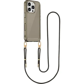 Pouzdro na mobilní telefon Kryt Esthetique iPhone 16 Pro Max s černou šňůrkou tmavý (obal neboli pouzdro na iPhone 16 Pro Max)