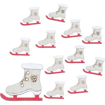 Vánoce Anděl Přerov s.r.o. Brusle dřevěná s lepíkem 3,5 cm, 12 ks