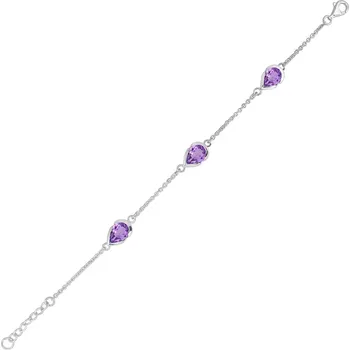 Náramek Charm S Amethyst - stříbrný náramek s fialovým amethystem