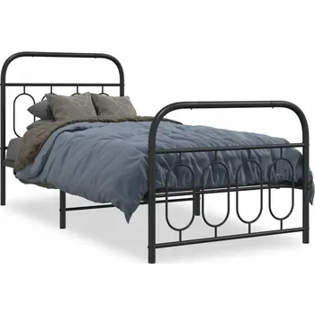 Postel Černý kovový rám postele 207 x 95 x 100 cm s čelem