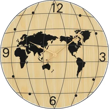 Hodiny Nástěnné hodiny rustikální, žluto-černé, železo/dřevo, 50x6 cm