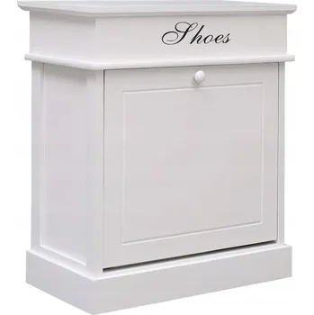 Botník Dřevěná botník s přihrádkou a úložným prostorem, bílá, 50x28x58 cm