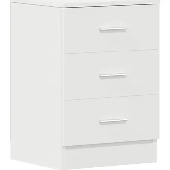 Noční stolek Noční stolek se 3 zásuvkami, bílý, materiál na bázi dřeva, 38x35x56 cm