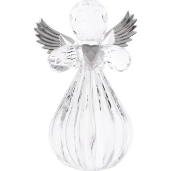 Vánoční dekorace Závěs Anděl s krystalem a srdcem 10cm, akryl