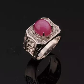 Prsten Stříbrný prsten s rubínem a zirkony Ag 10,7 g 56
