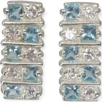 Náušnice Stříbrné náušnice se světle modrými a čirými zirkony – puzety (Ag 925) leštěné puzety, světle modré a čiré zirkony, stříbrné náušnice Ag 925