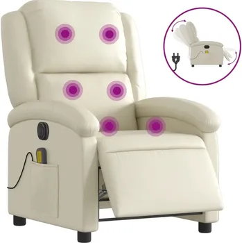 Křeslo Elektrické masážní křeslo s funkcí sklápění, krémové, 71x86,5x99,5 cm