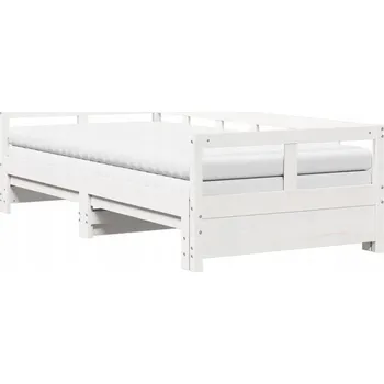 Pohovka Bílá rozkládací lenoška 2v1 s matracemi, rozměry: 207,5 x 164 x 56 cm