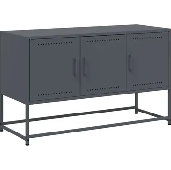 Televizní stolek TV stolek industriální, ocelový, antracitový, 100,5x39x60,5 cm