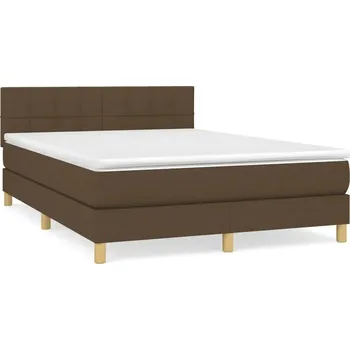 Postel Kontinentální postel tmavě hnědá 203 x 144 x 78/88 cm s matrací 140 x 200