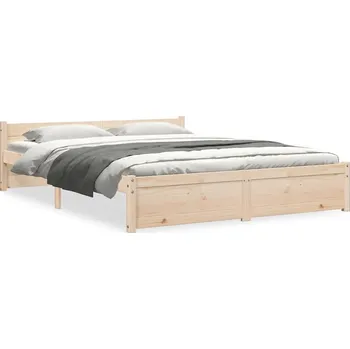 Postel Rám Postele z masivního borovicového dřeva, 205,5 x 165,5 x 51 cm