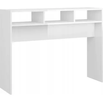 Konferenční stolek Konzolový stolek z dřevěného kompozitu, bílý lesk, 105x30x80 cm