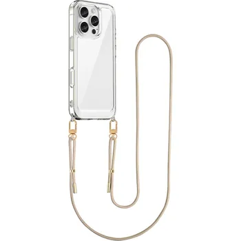 Pouzdro na mobilní telefon Kryt Esthetique iPhone 16 Pro Max s béžovou šňůrkou průhledný (obal neboli pouzdro na iPhone 16 Pro Max)