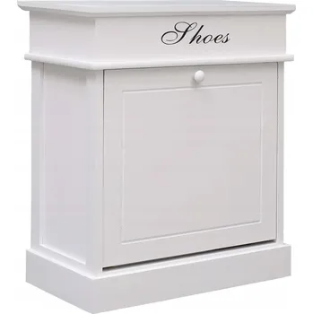 Botník Botník z dřeva paulovnie, bílá, 50x28x58 cm, s výklopnou přihrádkou