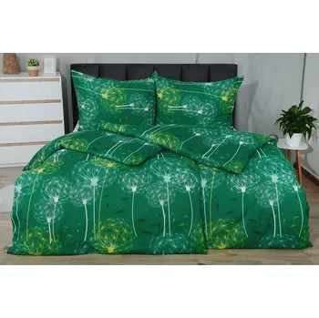 Povlečení HW Logistic s.r.o. Plus Pelusa bavlněné povlečení zelené 140 x 200, 70 x 90 cm zipový uzávěr