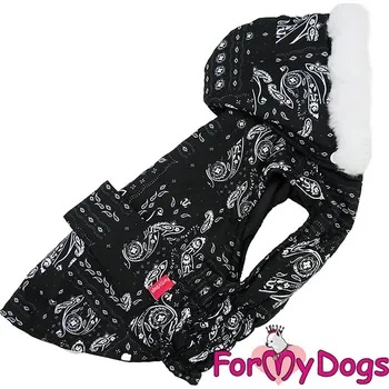 Obleček pro psa FOR MY DOGS Zimní bunda BLACK PATCHWORK, černá Velikost: 12/S