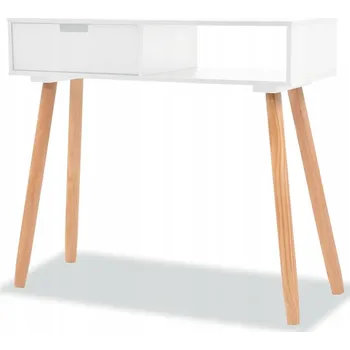 Konferenční stolek Konzolový stolek z borovicového dřeva bílo-hnědý, 80x30x72 cm, se zásuvkou