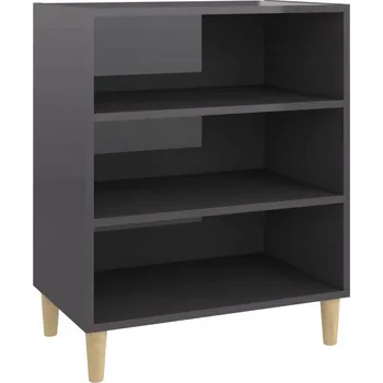 Komoda Skříňka se 3 policemi, šedá s vysokým leskem, 57x35x70 cm, eukalyptové dřevo