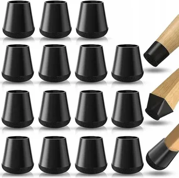 Vrták 24x SILIKONOVÉ OCHRANNÉ NÁVLEKY S FILCEM NA NOHY ŽIDLÍ 14-23 mm ČERNÉ