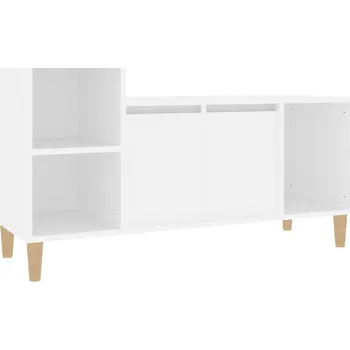 Televizní stolek TV stolek z eukalyptového dřeva a plastu, bílý, 100x35x55 cm