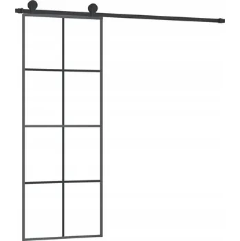 Interiérové dveře Posuvné dveře z matného ESG skla a hliníkového rámu, černé, 76x205 cm