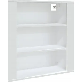 Komoda Nástěnná skříňka se třemi policemi, bílá, 80 x 33 x 80 cm, materiál dřevotříska