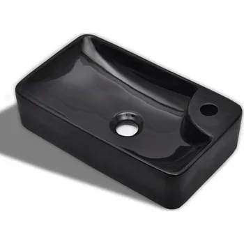 Keramické umyvadlo na desku, černé, 440x250x100 mm