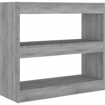 Knihovna Regál na knihy / dělicí stěna do pokoje, šedý dub sonoma, 80x30x72 cm