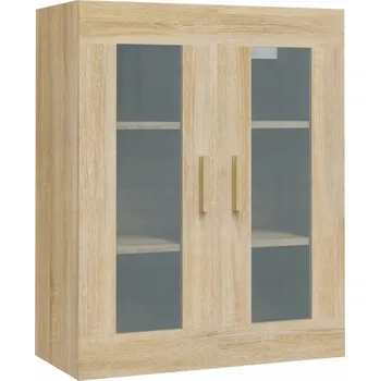 Komoda Závěsná skříňka z dřevotřísky a skla, dub Sonoma, 69,5x34x90 cm