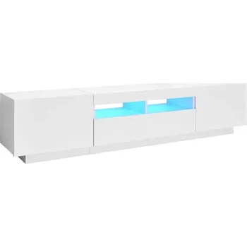 Televizní stolek TV stolek s RGB LED osvětlením, bílý, 180 x 35 x 40 cm