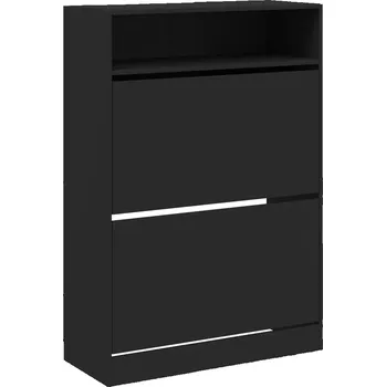 Botník Botník s výklopnými zásuvkami, černá, 80x34x116 cm