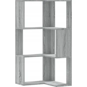 Knihovna Rohová police 3-úrovňová, Materiál na bázi dřeva, Šedý dub Sonoma, 50x50