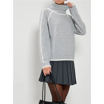 Dámský svetr Sinsay - Rolák s prošíváním - šedá - 227GT-09M - 227GT-09M-M