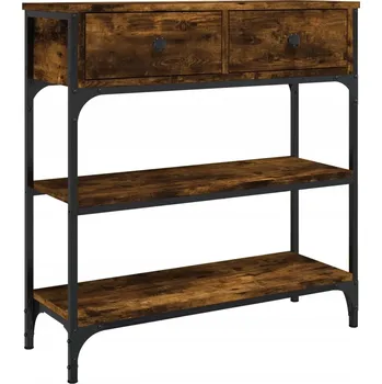 Konferenční stolek Konzolový stolek s kovovým rámem, dřevěný, kouřový dub