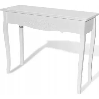 Toaletní stolek Konzole Toaletní Stolek z MDF a borovicového dřeva, bílá, 100 x 35 x 78 cm