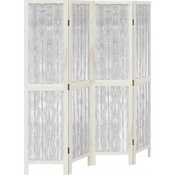 Paraván Paraván z vrbových větví a dřeva Paulownia, bílý, 140-145 x 160 cm