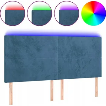 Čelo postele LED sametové nastavitelné tmavě modré 160x5x118/128 cm