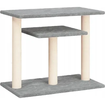 Škrabadlo pro kočky s plošinami, plyš a sisal, světle šedé, 60 x 34,5 x 62,5 cm