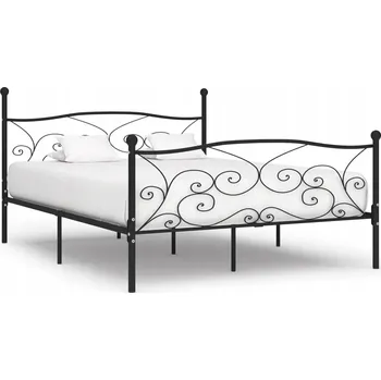 Postel Černý kovový rám postele 211 x 189 x 105 cm s lamelovým roštem