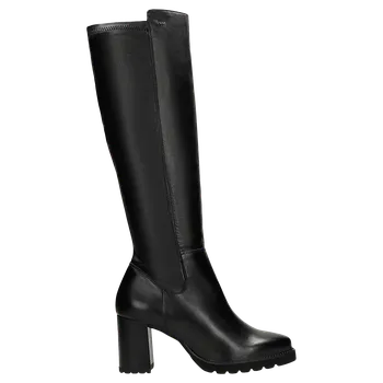 Dámské kozačky Černé Zateplené Kožené Kozačky Na Podpatku Wojas 7112481 41