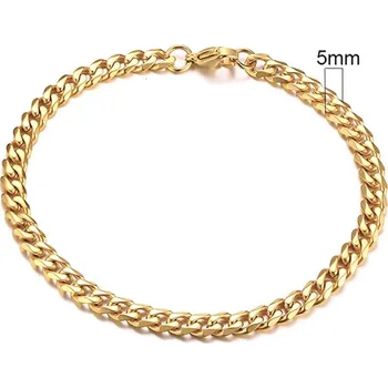 Náramek Daniel Dawson Ocelový náramek Daniel Gold - 5 mm řetízek - chirurgická ocel NR2063-BR-755G/18 Zlatá 18 cm