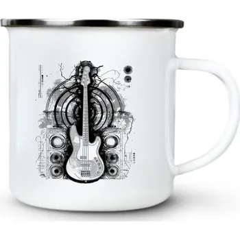 Pánské oblečení Basový král, černý tisk - Plechový hrnek VELKÝ 400ml (500 ml po okraj) - 400 ml