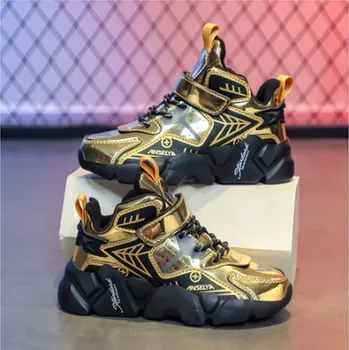 Dětská treková obuv Dětské sportovní boty s metalickým designem (jaro/podzim) Barva: Zlatá, Velikost EUR: 28