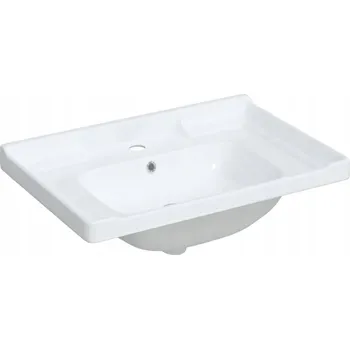 Umyvadlo Keramické umyvadlo k zapuštění do desky s přepadem, bílé, 71x48x2 cm