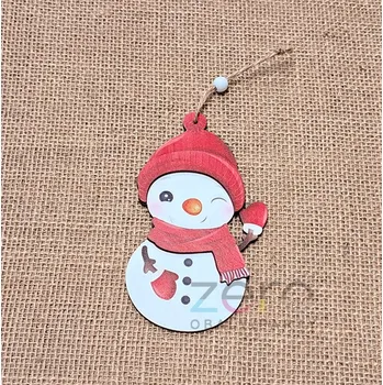 Sněhulák dřevěný závěsný 15 cm - barevný