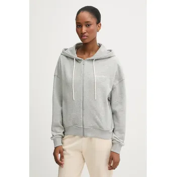 Dámská mikina Mikina Calvin Klein Underwear dámská, šedá barva, s kapucí, hladká, LV00QS7513 09M, vel. XL