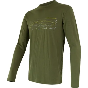 cyklistický dres Pánské triko dl.rukáv SENSOR MERINO ACTIVE TRACK safari green L