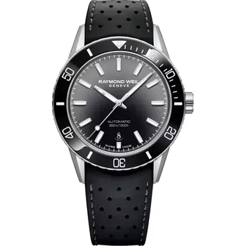 Hodinky Raymond Weil - 2775-ST1-20051 - Men's Automatic Black Dial Rubber Bracelet Watch - 42 mm