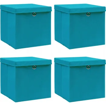 Prostěradlo Skládací úložné boxy z netkané textilie s víky a kovovými očky, modré, 32x32 cm